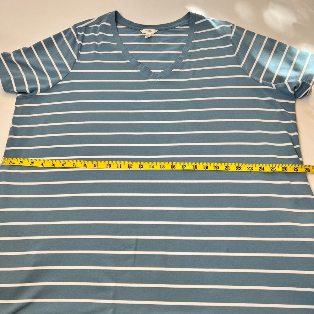 Terra & Sky Relaxed Fit Cotton Blend Striped Midi Dress - Picture 5 of 10